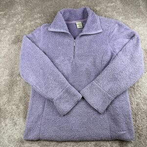 LL Bean Sherpa Fleece Pullover Quarter Zip Lavender Purple Size XL Pastel Gorp